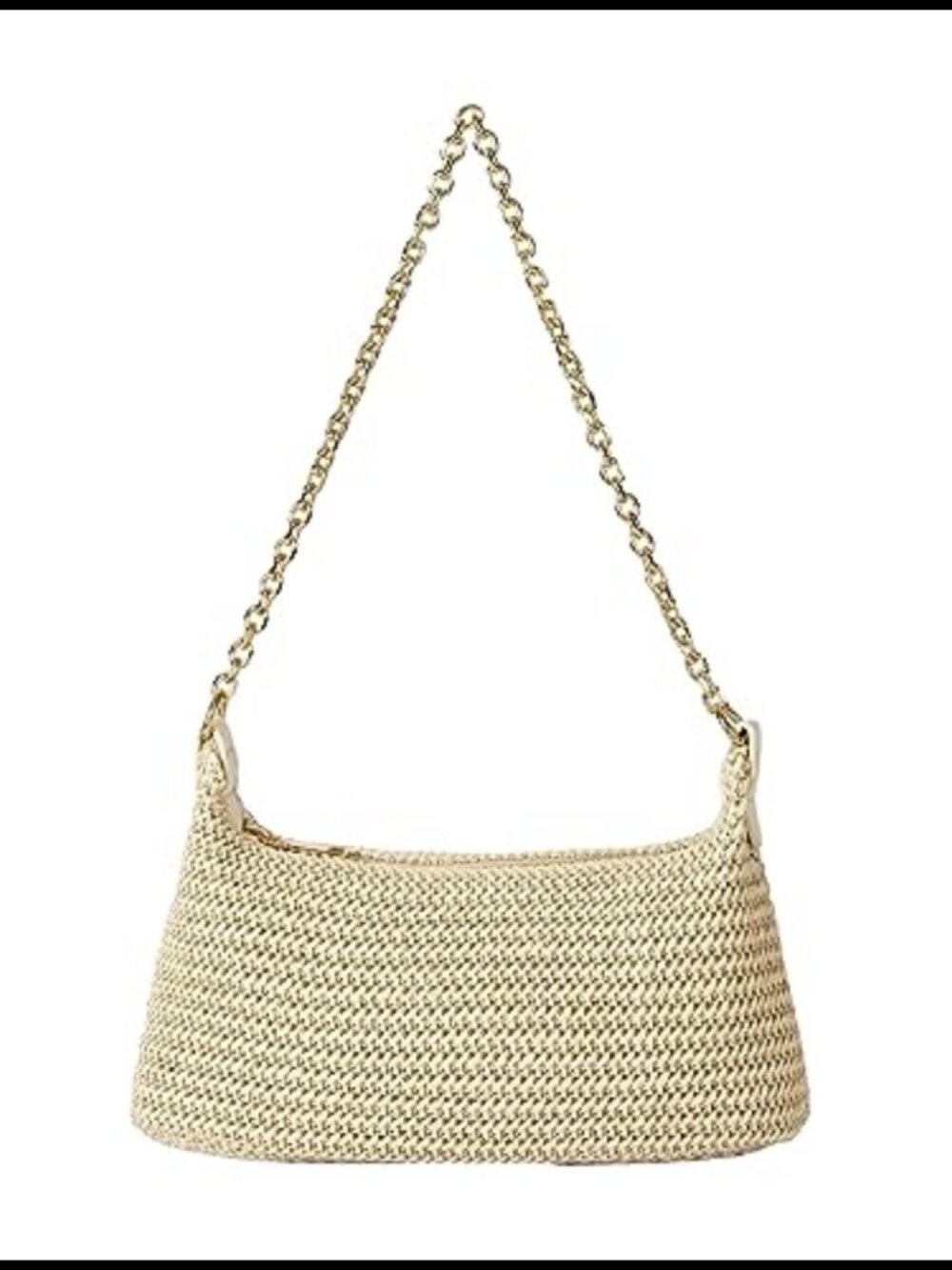 Straw Woven Shoulder Bag Summer Beach Purse Vacation Top Zip